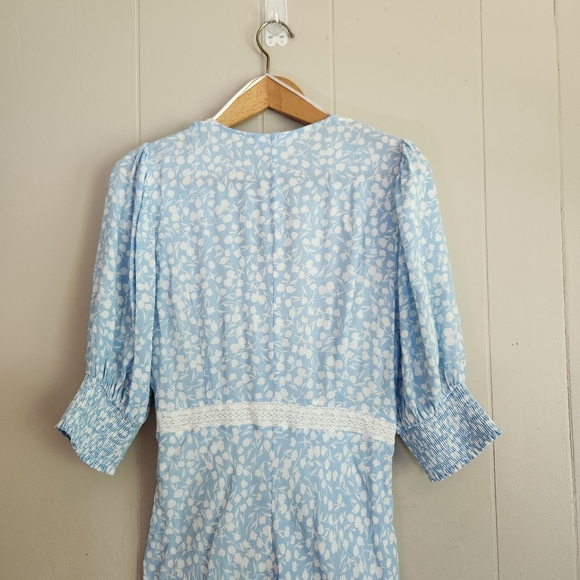 RIXO for Target ditsy floral midi dress blue white lace romantic feminine 12 - Picture 5 of 10